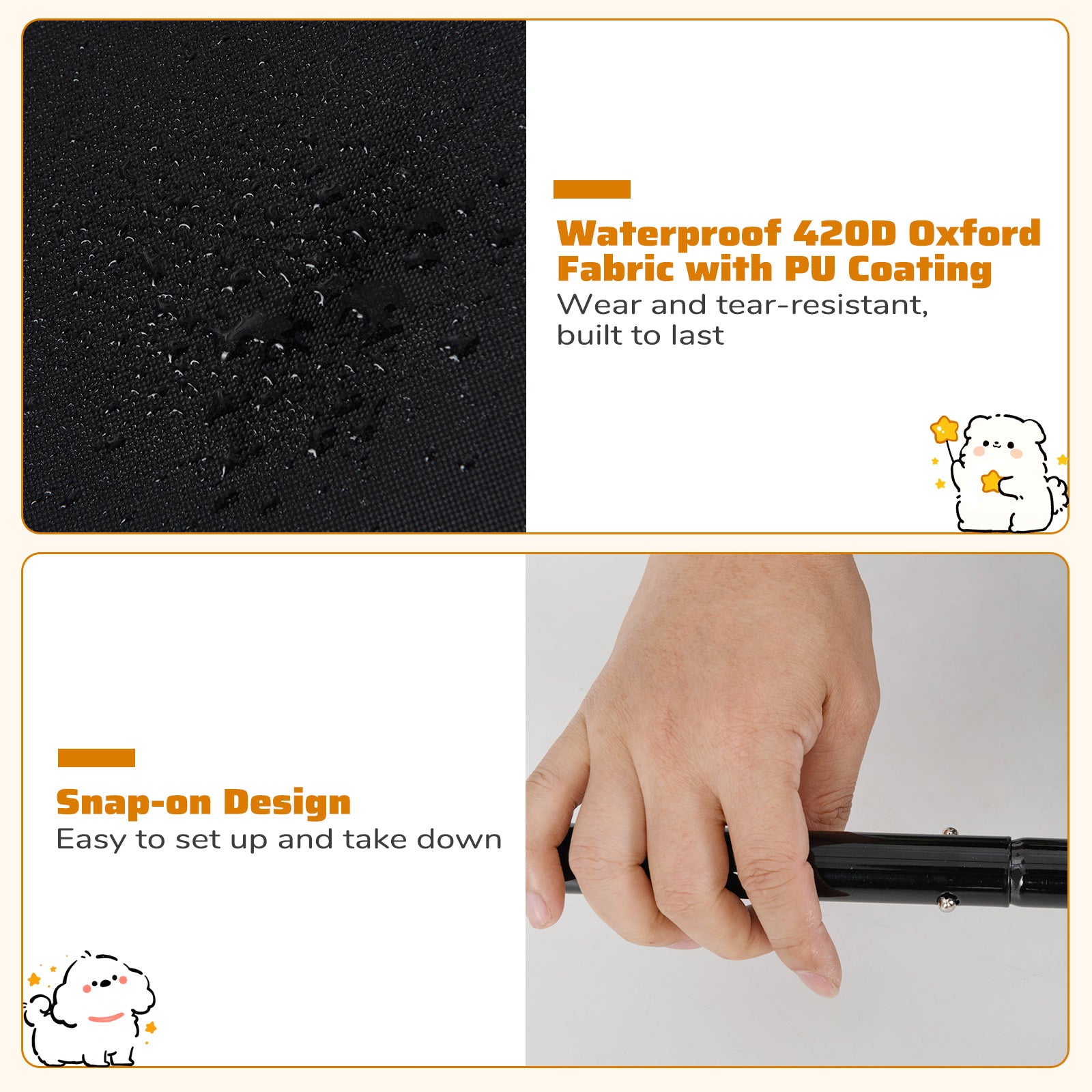 Dog Shade Shelter with Waterproof Roof for Large Medium Small Breeds, Black Dog Supplies at Gallery Canada