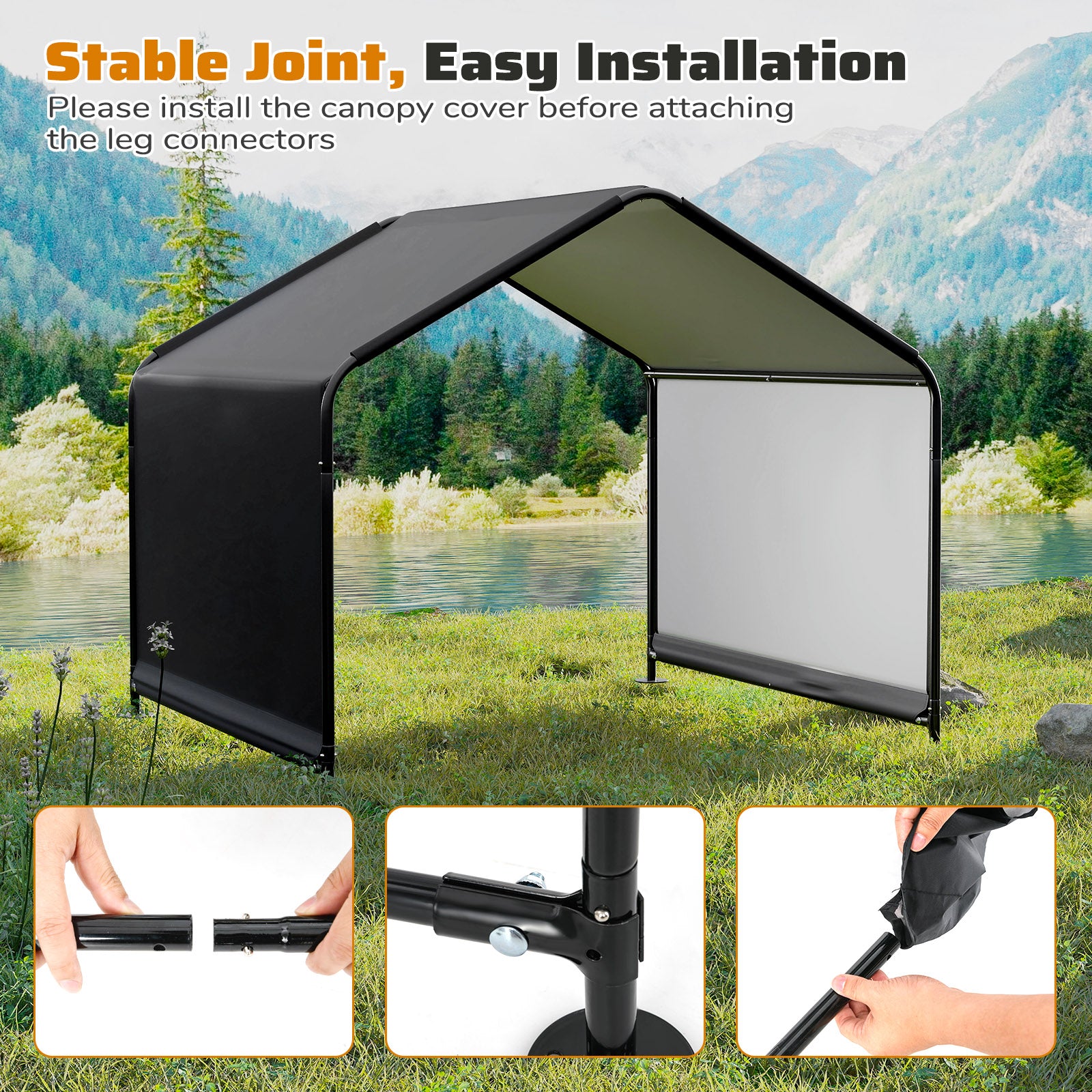 Dog Shade Shelter with Waterproof Roof for Large Medium Small Breeds, Black Dog Supplies at Gallery Canada