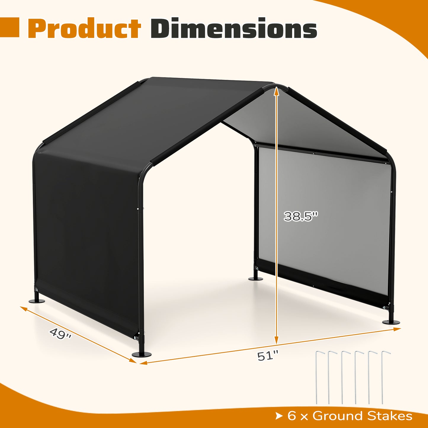 Dog Shade Shelter with Waterproof Roof for Large Medium Small Breeds, Black Dog Supplies at Gallery Canada