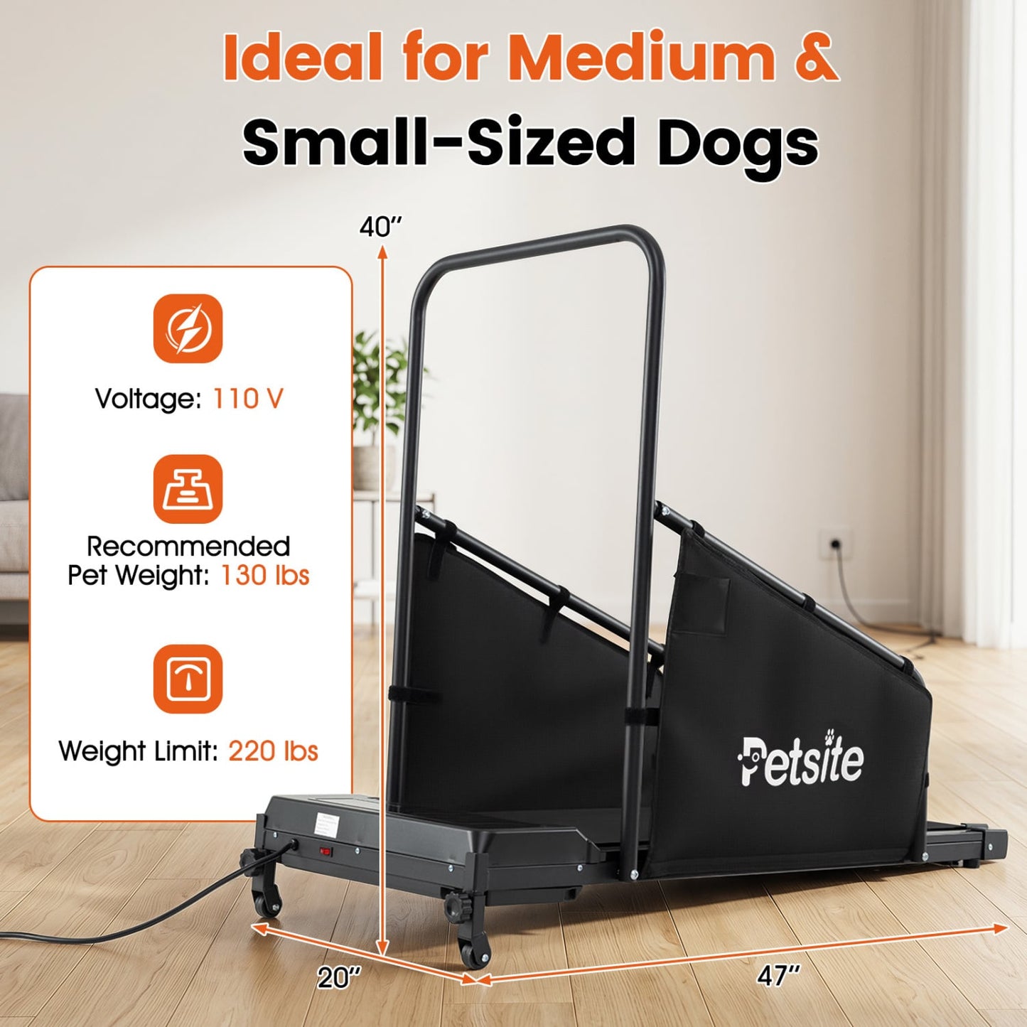 Dog Treadmill With Remote Control, LCD Display, Black