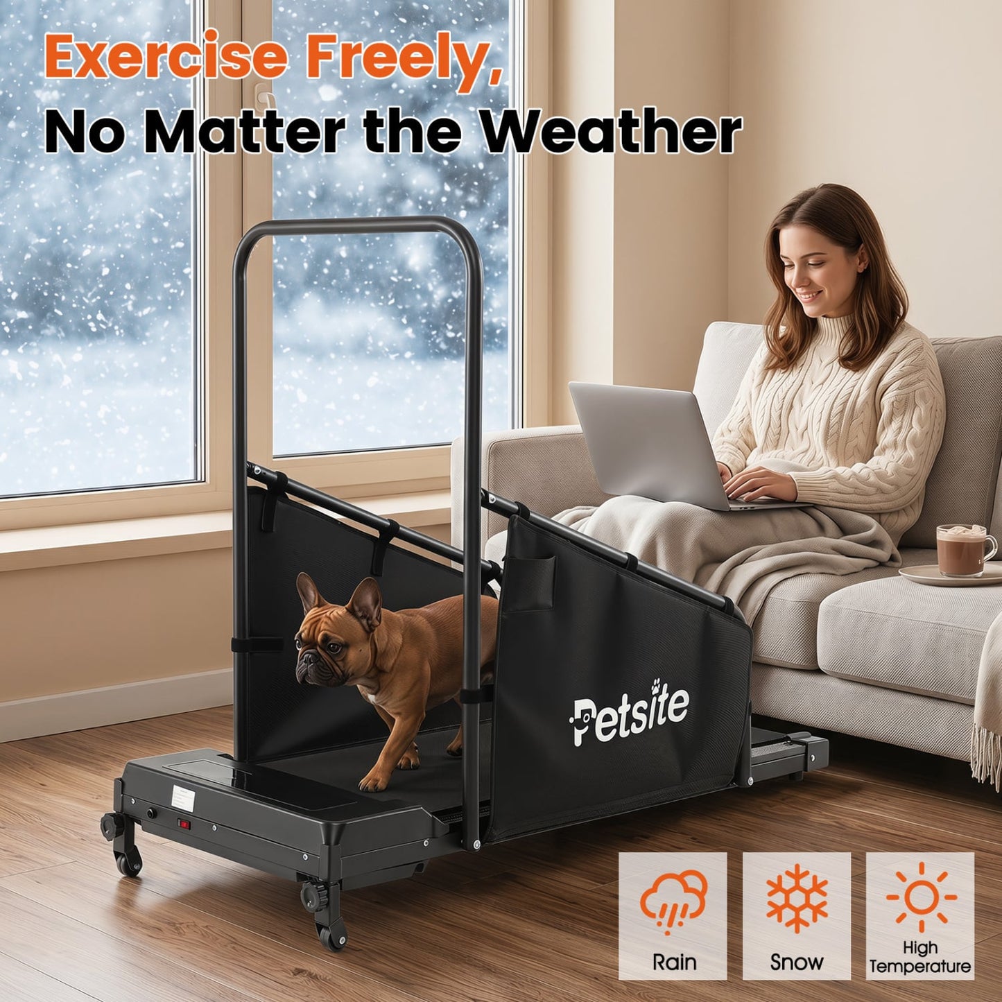 Dog Treadmill With Remote Control, LCD Display, Black