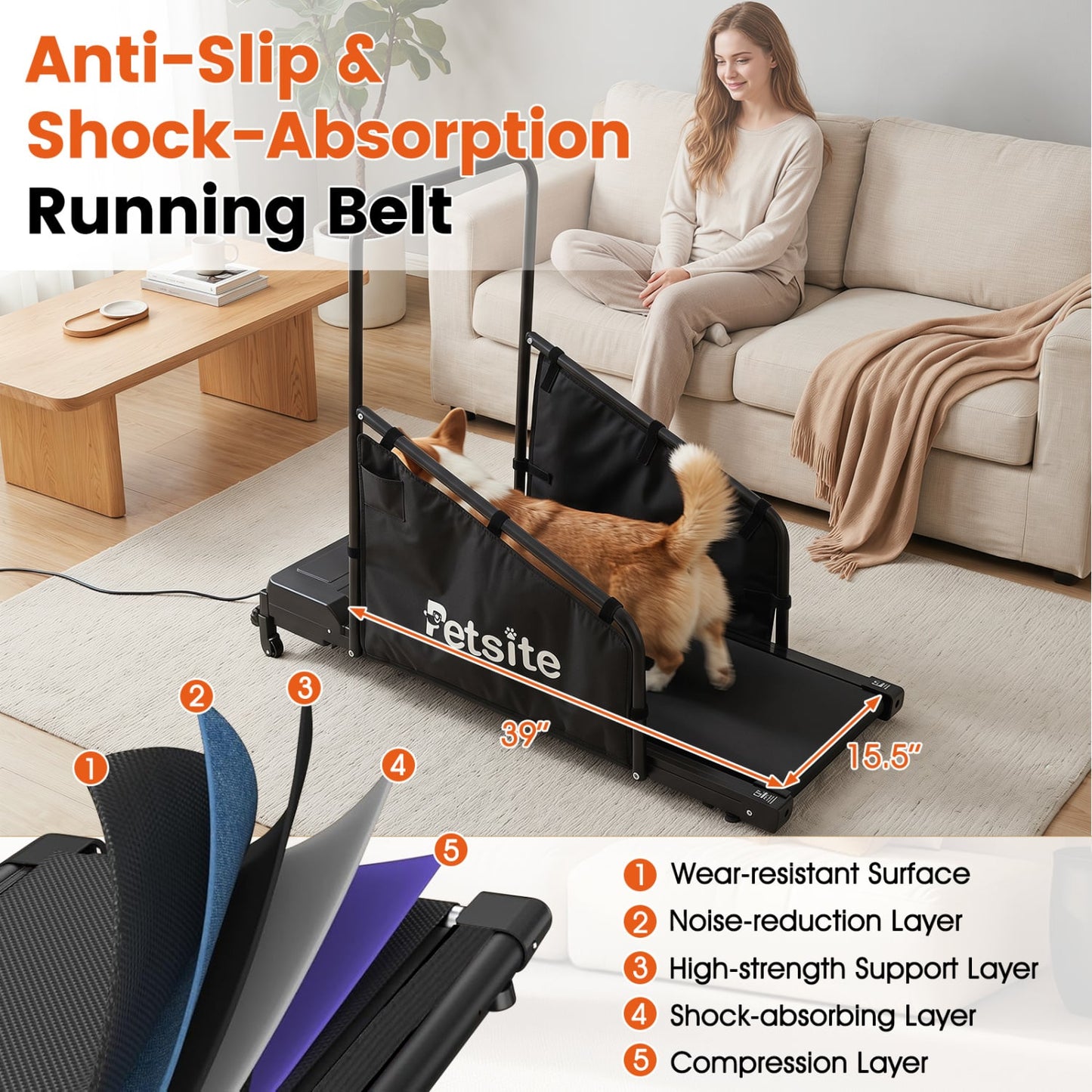 Dog Treadmill With Remote Control, LCD Display, Black