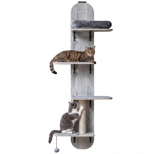 Door Hanging Cat Climber 4-level Height Adjustable with Plush Bed, Gray Cat Trees Condos & Scratchers Gray at Gallery Canada