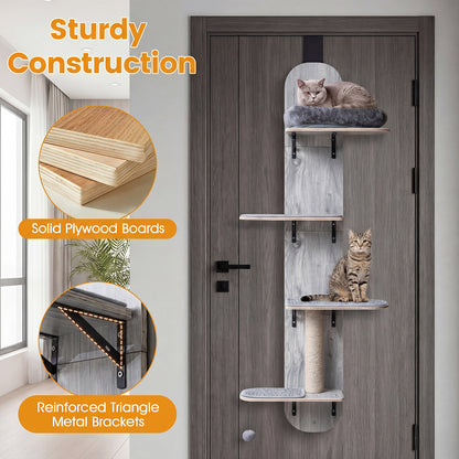 Door Hanging Cat Climber 4-level Height Adjustable with Plush Bed, Gray Cat Trees Condos & Scratchers at Gallery Canada