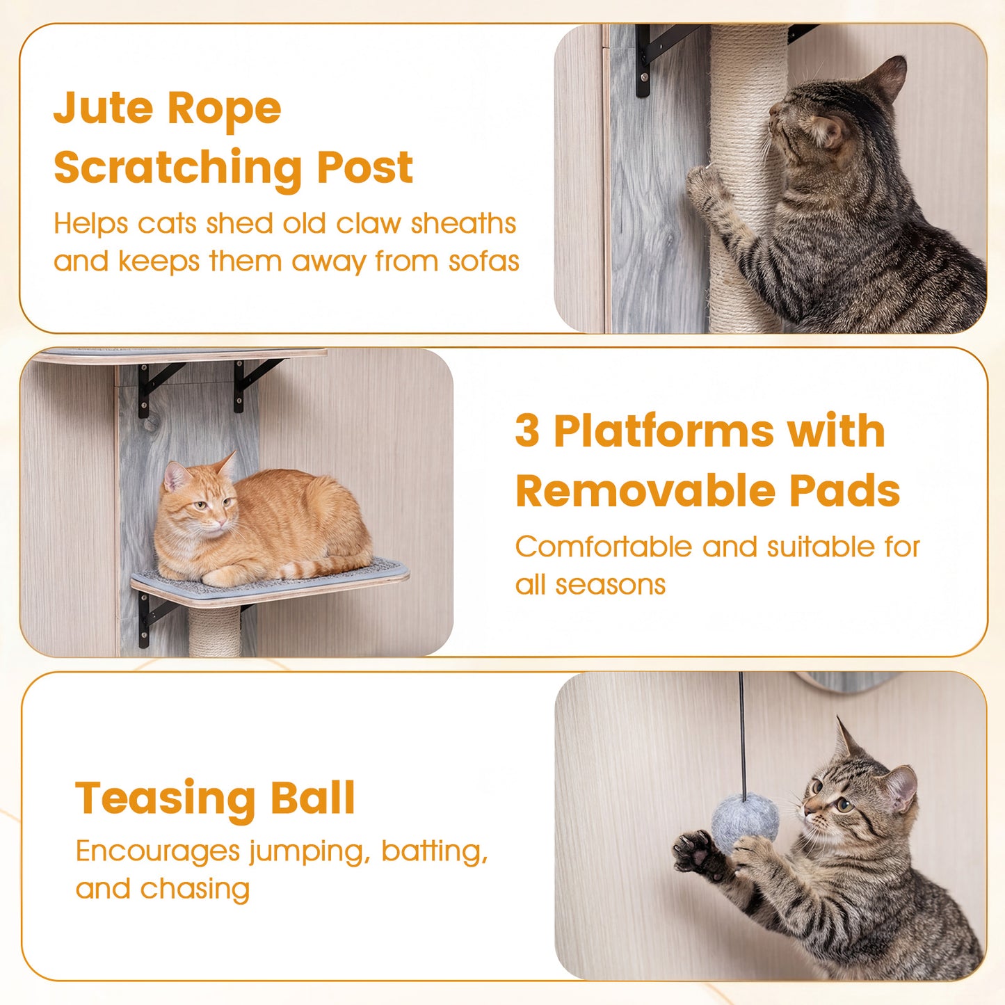 Door Hanging Cat Climber 4-level Height Adjustable with Plush Bed, Gray Cat Trees Condos & Scratchers at Gallery Canada