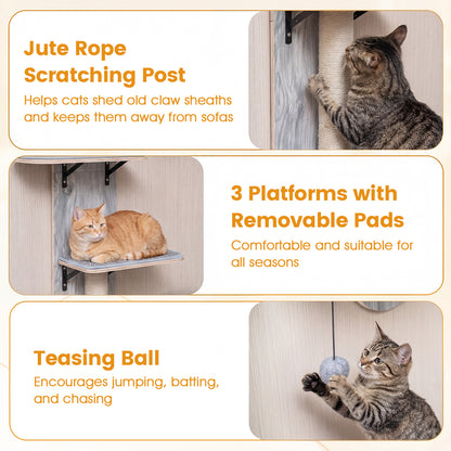 Door Hanging Cat Climber 4-level Height Adjustable with Plush Bed, Gray Cat Trees Condos & Scratchers at Gallery Canada