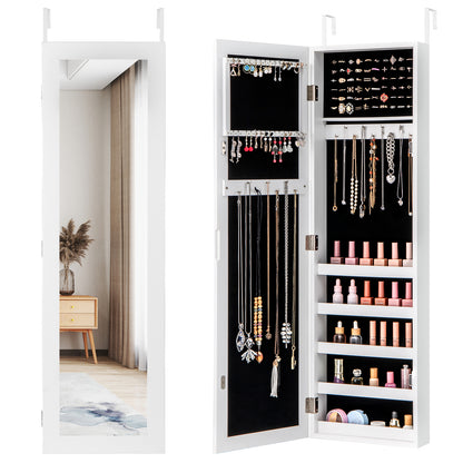 Door and Wall Mounted Armoire Jewelry Cabinet with Full-Length Mirror, White Jewelry Armoires White at Gallery Canada