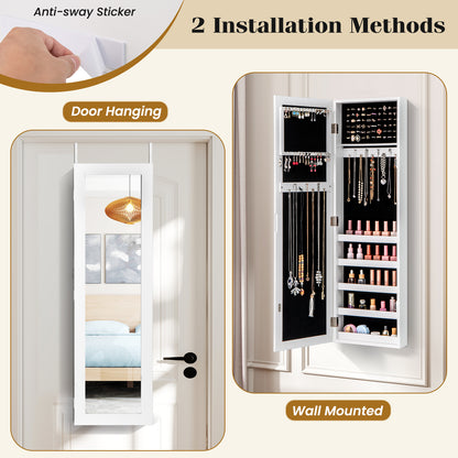 Door and Wall Mounted Armoire Jewelry Cabinet with Full-Length Mirror, White Jewelry Armoires at Gallery Canada