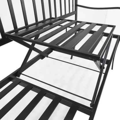 Outdoor Bench, Retractable Table, Metal Frame, Slatted Seat, Black Outdoor Benches at Gallery Canada