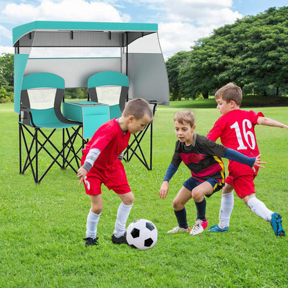 Double Beach Chair with Adjustable Canopy and 3 -Side Shading Curtains, Turquoise Beach & Lawn Chairs at Gallery Canada