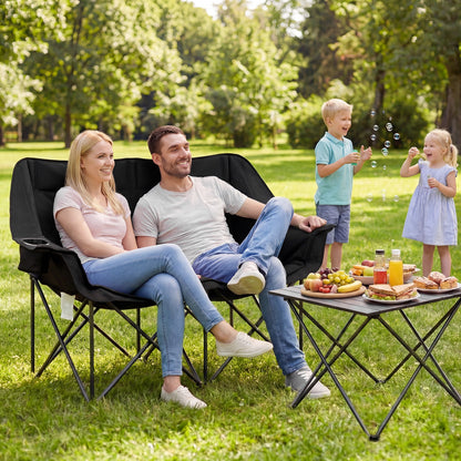 Double Camping Chair With Cup Holders, Mesh Pockets, Black Camping Furniture at Gallery Canada