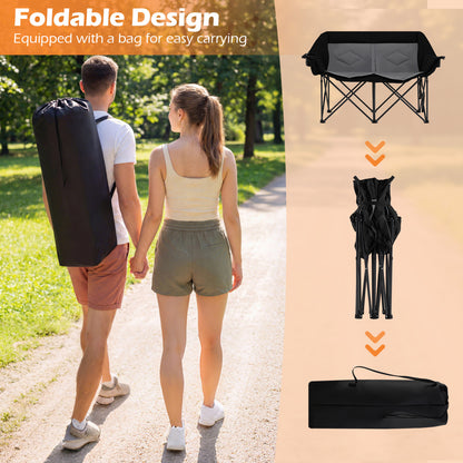 Double Camping Chair With Cup Holders, Mesh Pockets, Dark Gray Camping Furniture at Gallery Canada