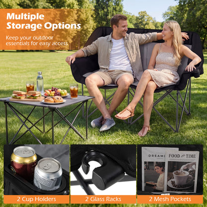 Double Camping Chair With Cup Holders, Mesh Pockets, Dark Gray Camping Furniture at Gallery Canada