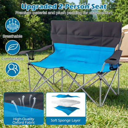 Double Camping Chair With Carry Bag, Cup Holders, Blue Camping Furniture at Gallery Canada