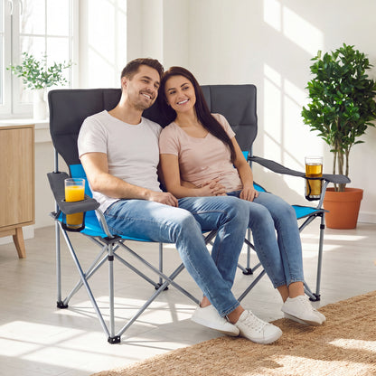 Double Camping Chair With Carry Bag, Cup Holders, Blue Camping Furniture at Gallery Canada