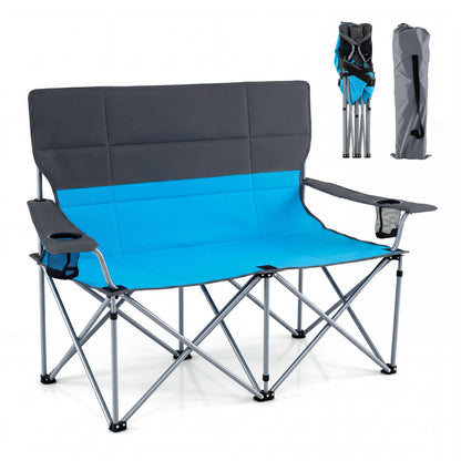 Double Camping Chair With Carry Bag, Cup Holders, Blue Camping Furniture at Gallery Canada