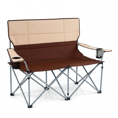 Double Camping Chair, With Carry Bag And Cup Holders, Brown Camping Furniture at Gallery Canada