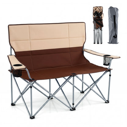 Double Camping Chair, With Carry Bag And Cup Holders, Brown Camping Furniture at Gallery Canada