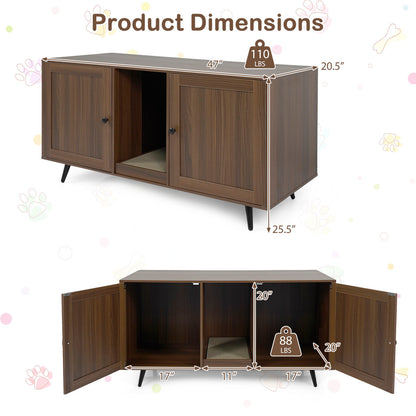 Double Cat Litter Box Enclosure for 2 Cats with Scratching Pad and Double Rooms, Walnut Cat Houses at Gallery Canada