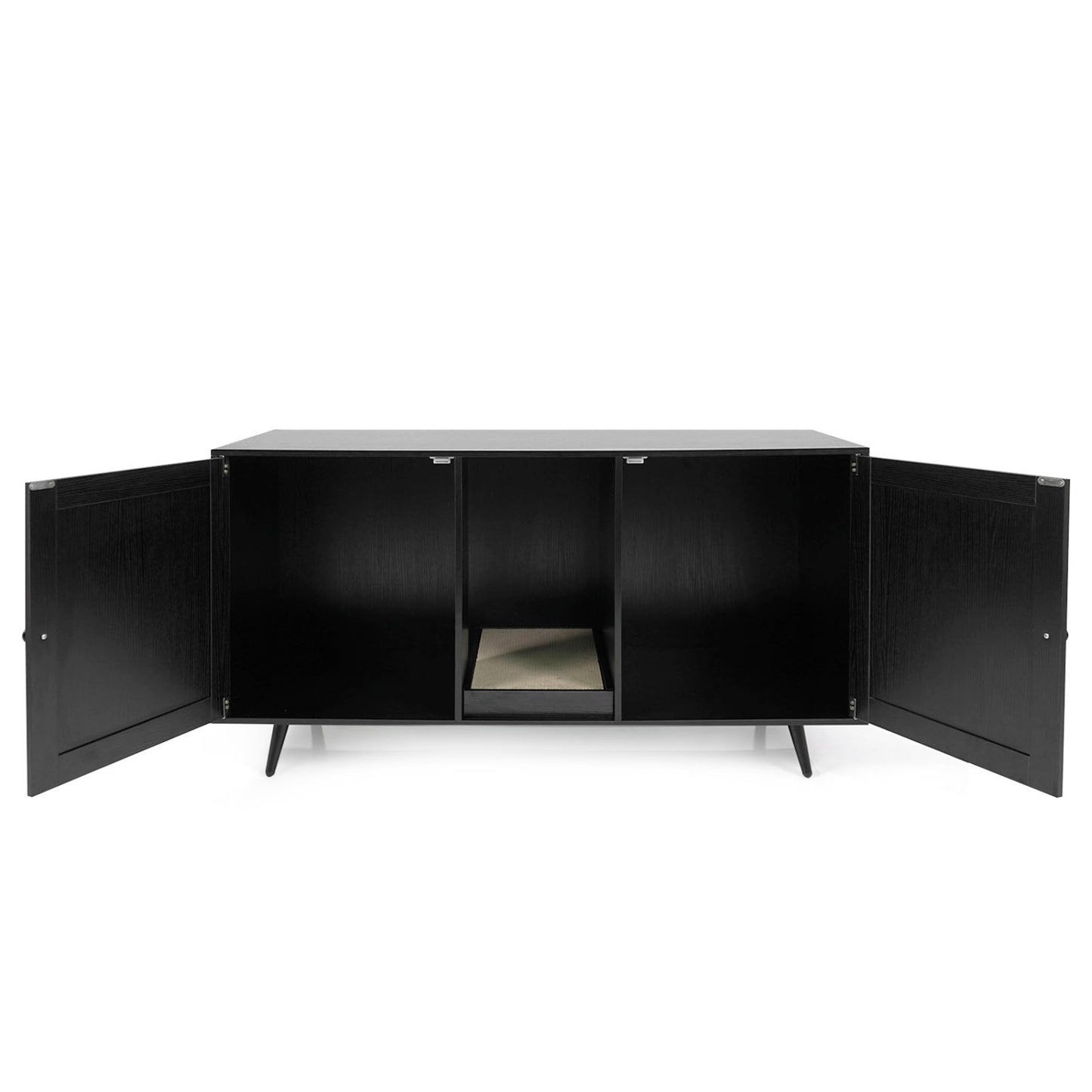 Double Cat Litter Box Enclosure for 2 Cats with Scratching Pad and Double Rooms, Black Cat Houses at Gallery Canada