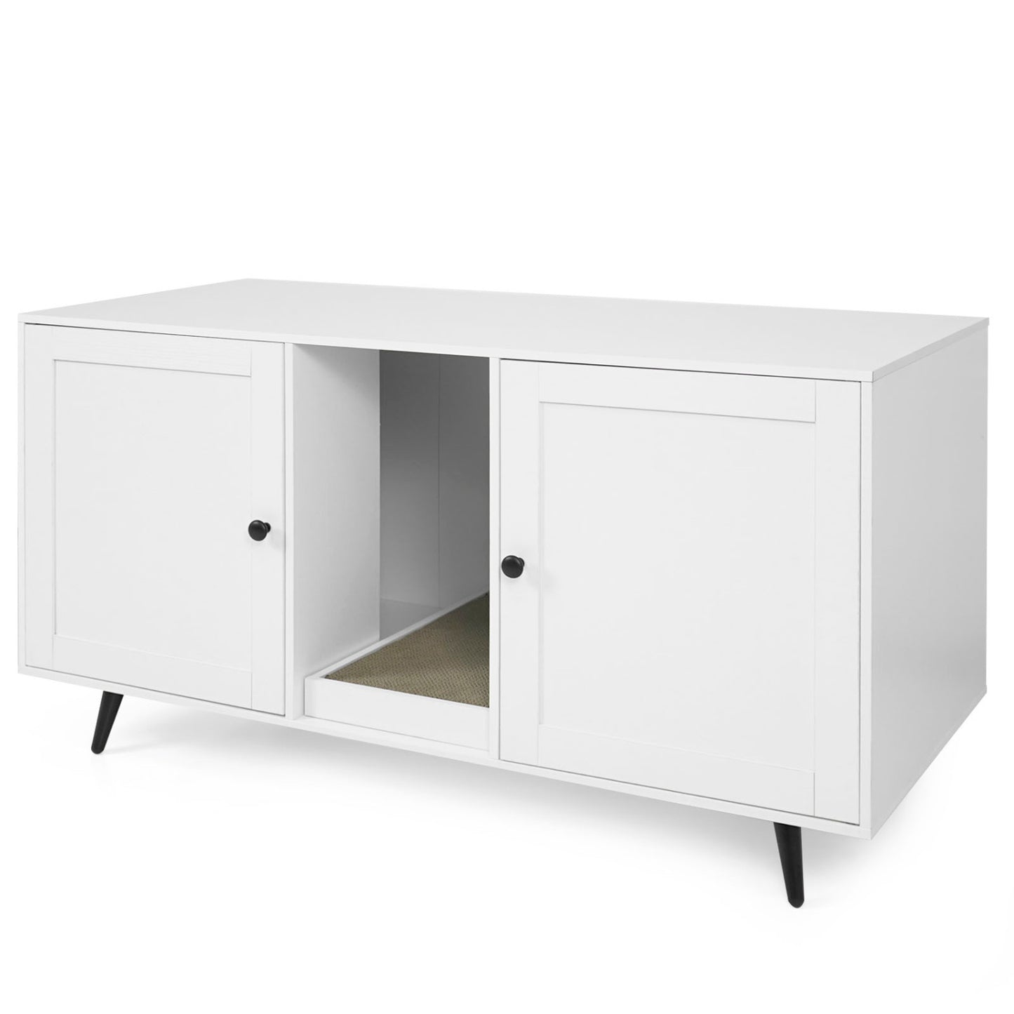 Double Cat Litter Box Enclosure, White