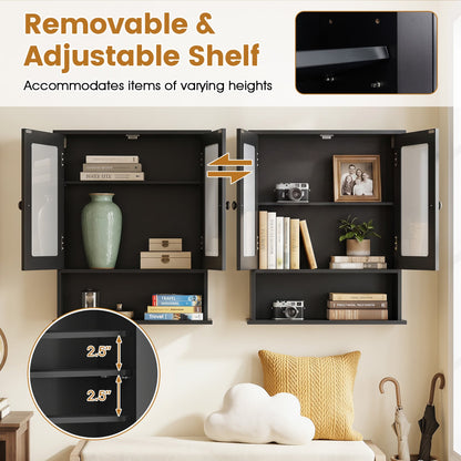Double Door Wall Mounted Bathroom Mirror Cabinet With Storage Shelf, Black Wall Cabinets at Gallery Canada