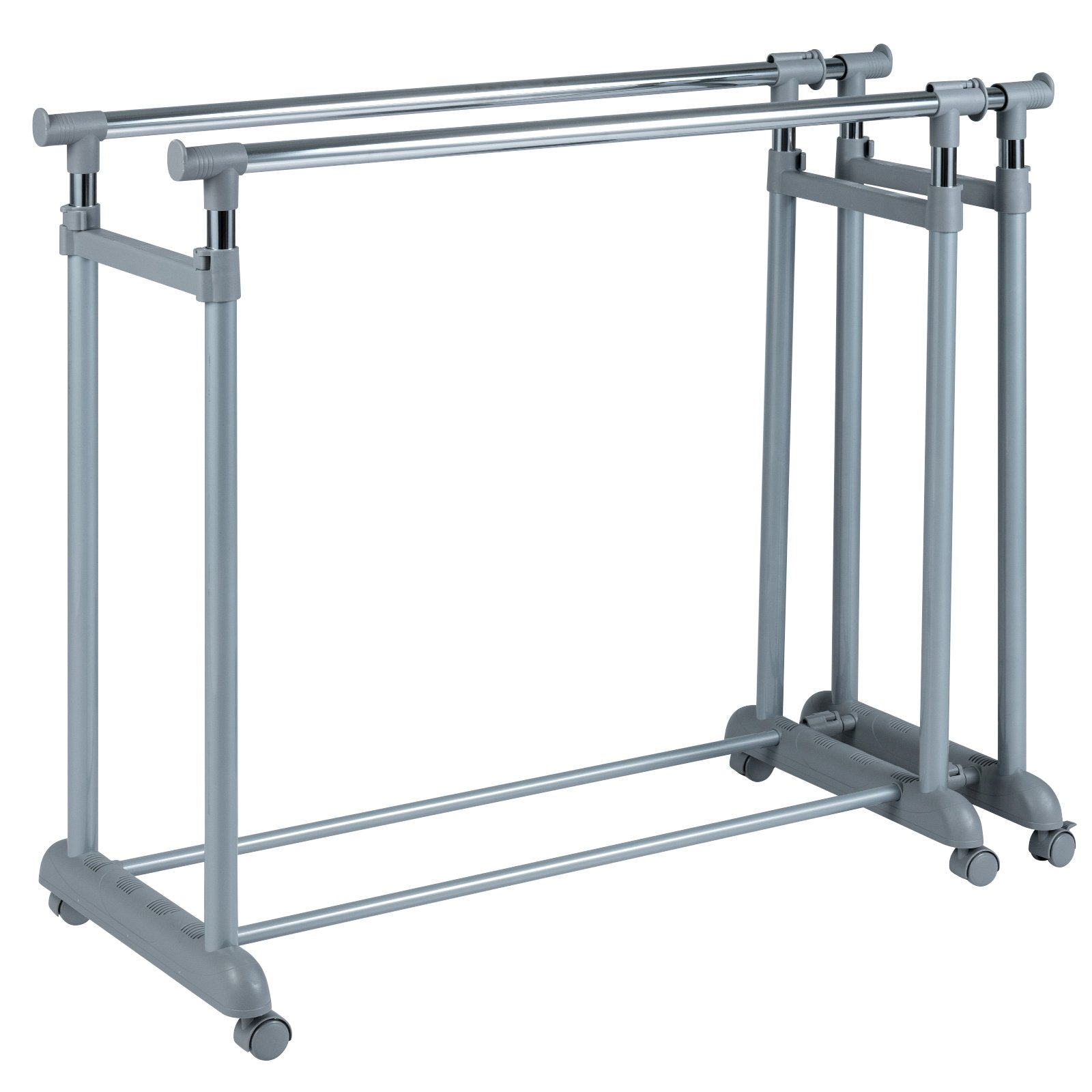 Double Rod Clothes Rack Heavy-Duty Metal Garment Rack, Silver Clothing & Closet Storage Silver at Gallery Canada
