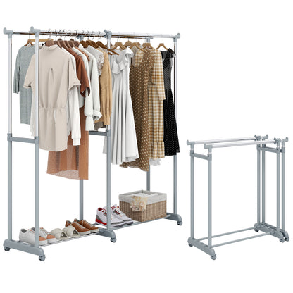 Double Rod Clothes Rack, Heavy-Duty Metal, Silver Clothing & Closet Storage at Gallery Canada