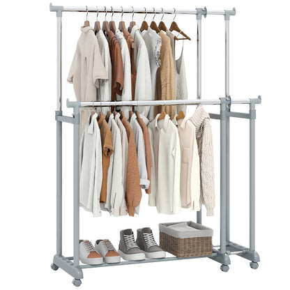 Double Rod Clothes Rack, Heavy-Duty Metal, Silver Clothing & Closet Storage at Gallery Canada