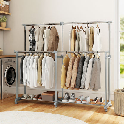 Double Rod Clothes Rack, Heavy-Duty Metal, Silver Clothing & Closet Storage at Gallery Canada