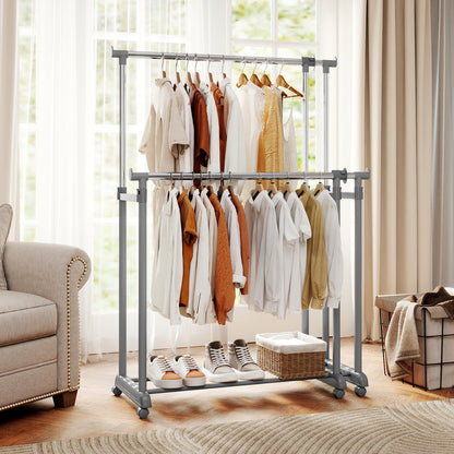 Double Rod Clothes Rack, Heavy-Duty Metal, Silver Clothing & Closet Storage at Gallery Canada