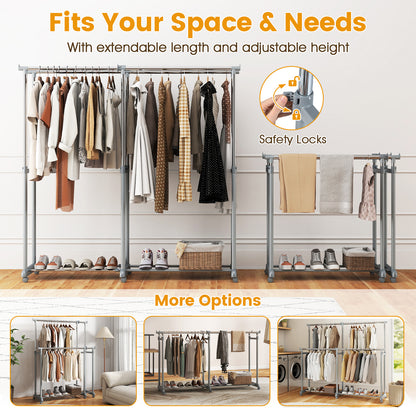 Double Rod Clothes Rack, Heavy-Duty Metal, Silver Clothing & Closet Storage at Gallery Canada