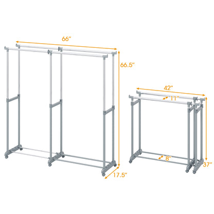Double Rod Clothes Rack, Heavy-Duty Metal, Silver Clothing & Closet Storage at Gallery Canada