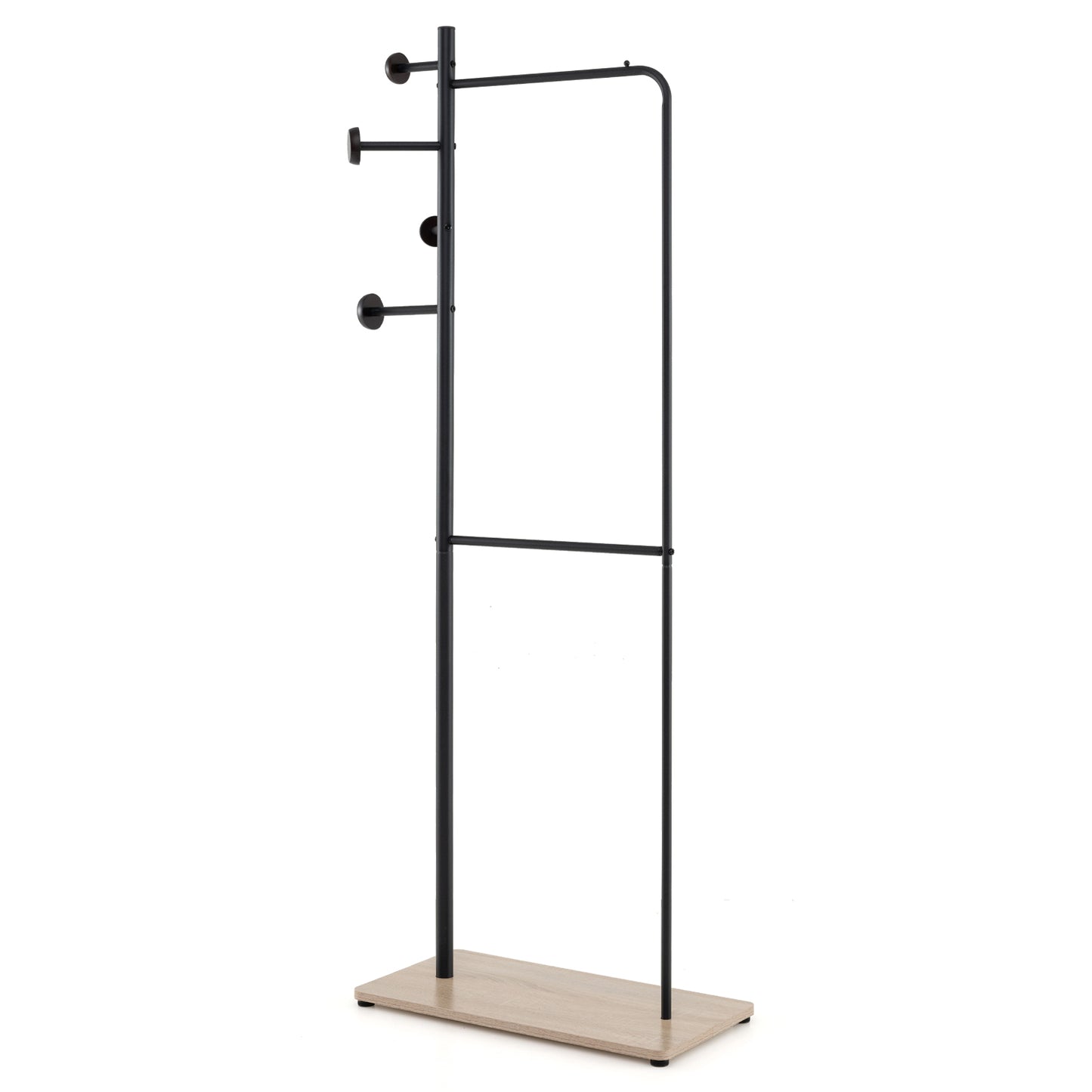 Double Rods Clothes Hanging Rack with Rubber Wood Hooks Coat Racks & Hall Trees at Gallery Canada