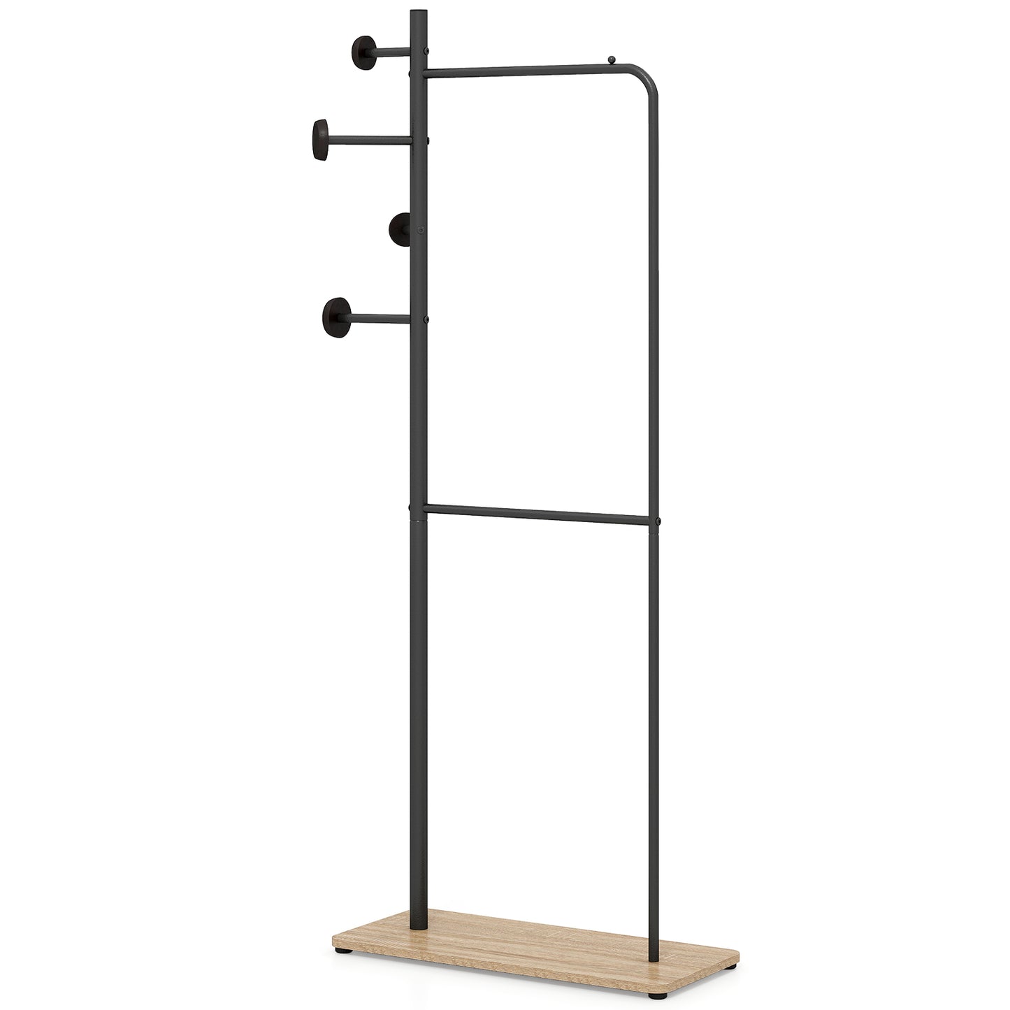 Double Rods Clothes Hanging Rack with Rubber Wood Hooks Coat Racks & Hall Trees at Gallery Canada