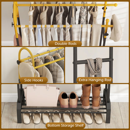 Double Rods Garment Rack, Gold Clothing & Closet Storage at Gallery Canada