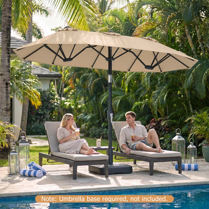 Double-Sided Patio Umbrella, Push Button Tilt, Beige Outdoor Umbrellas at Gallery Canada