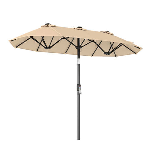 Double-Sided Patio Umbrella, Push Button Tilt, Beige