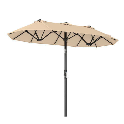 Double-Sided Patio Umbrella, Push Button Tilt, Beige