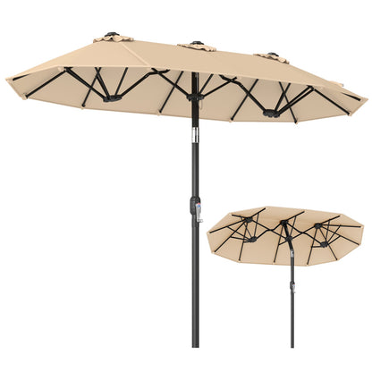 Double-Sided Patio Umbrella, Push Button Tilt, Beige Outdoor Umbrellas at Gallery Canada