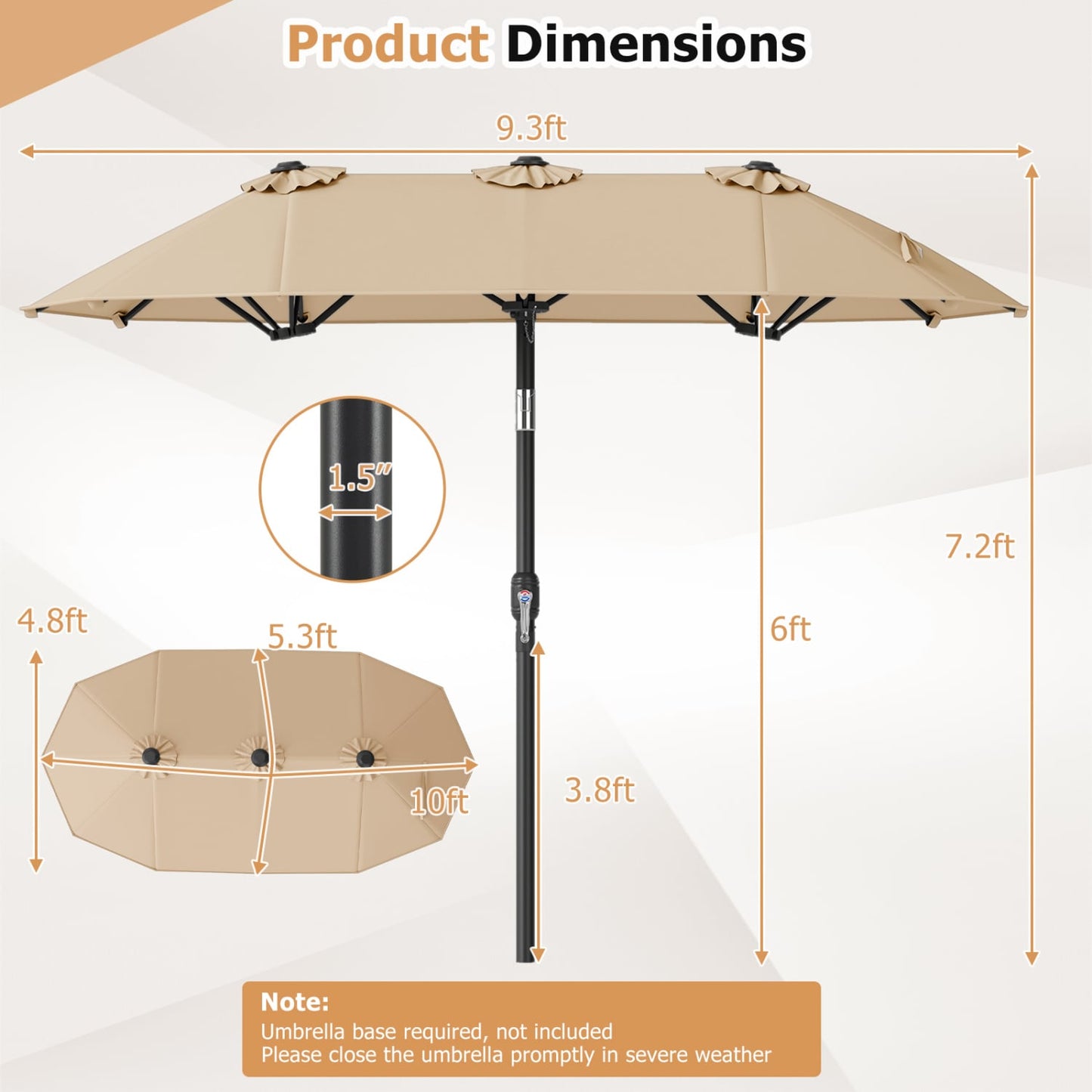 Double-Sided Patio Umbrella, Push Button Tilt, Beige Outdoor Umbrellas at Gallery Canada