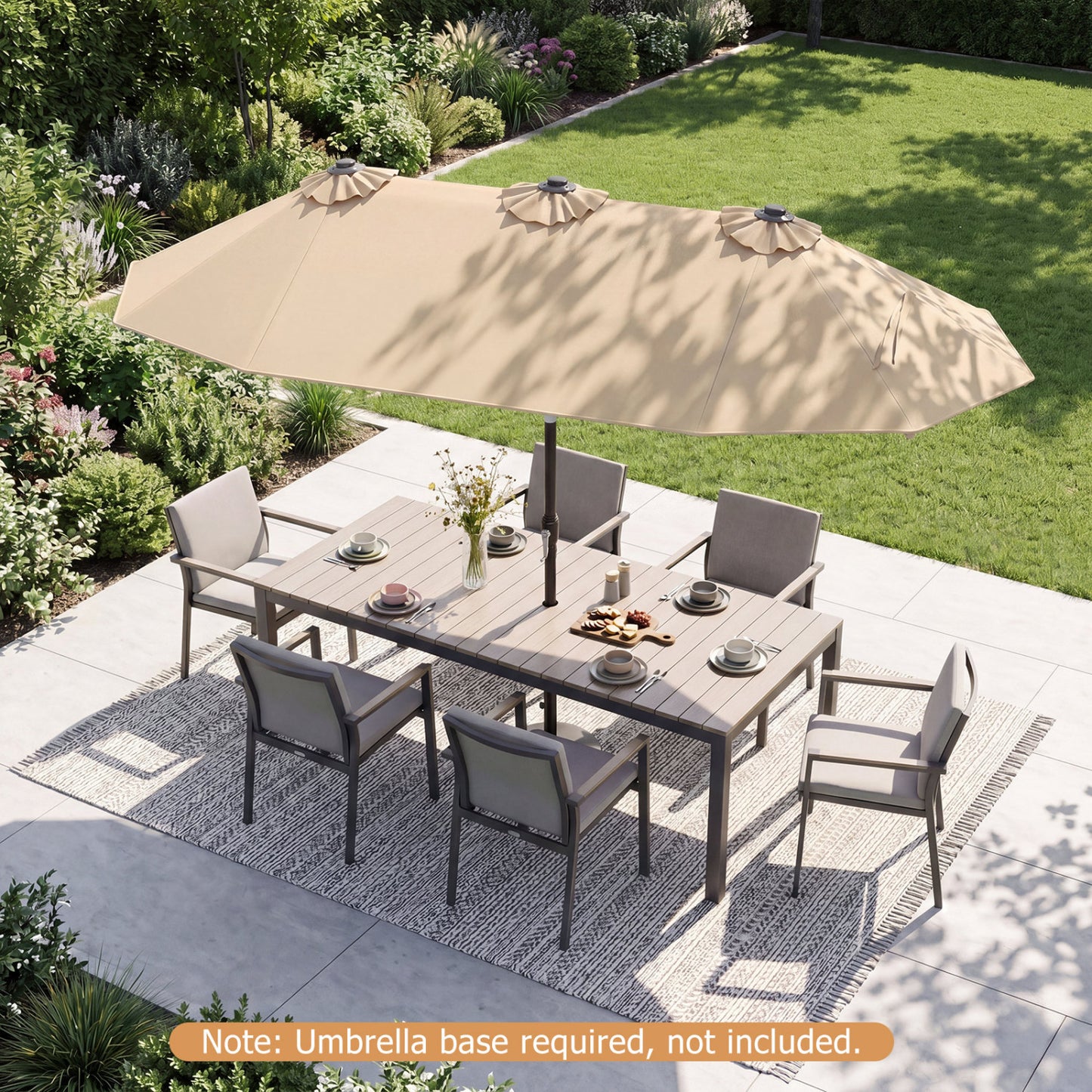 Double-Sided Patio Umbrella, Push Button Tilt, Beige Outdoor Umbrellas at Gallery Canada