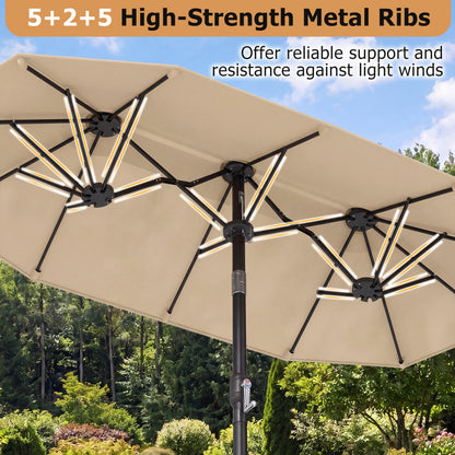 Double-Sided Patio Umbrella, Push Button Tilt, Beige Outdoor Umbrellas at Gallery Canada