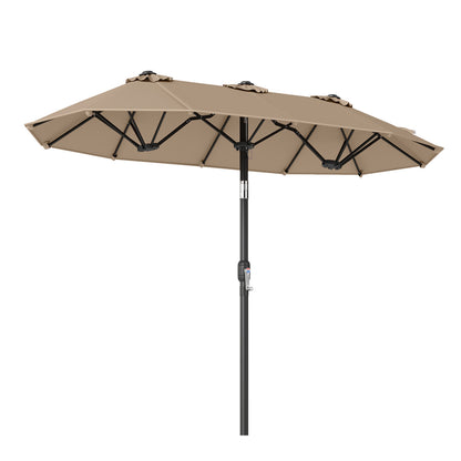 Double Sided Patio Umbrella, Push Button Tilt, Coffee Outdoor Umbrellas Coffee at Gallery Canada