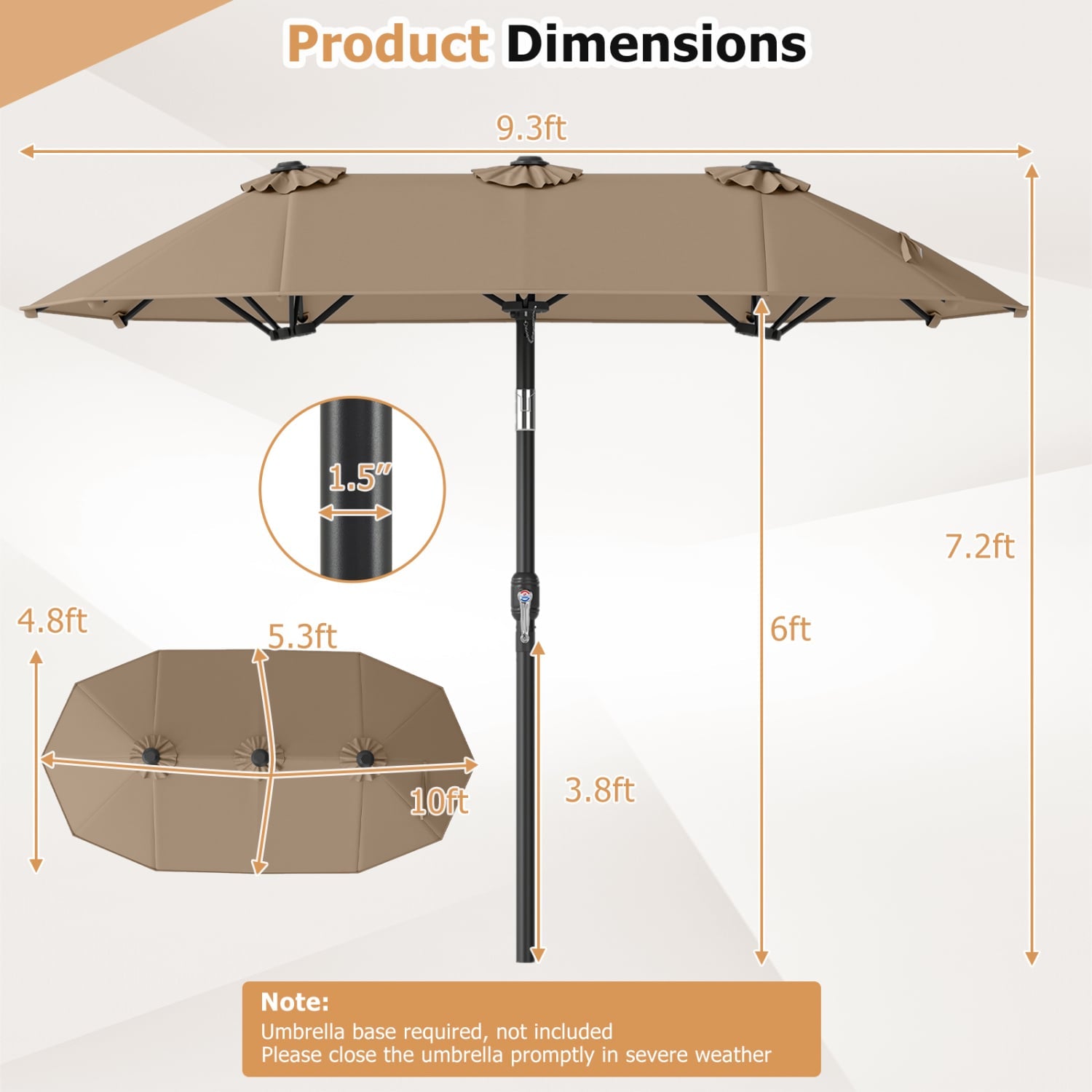 Double Sided Patio Umbrella, Push Button Tilt, Coffee Outdoor Umbrellas at Gallery Canada