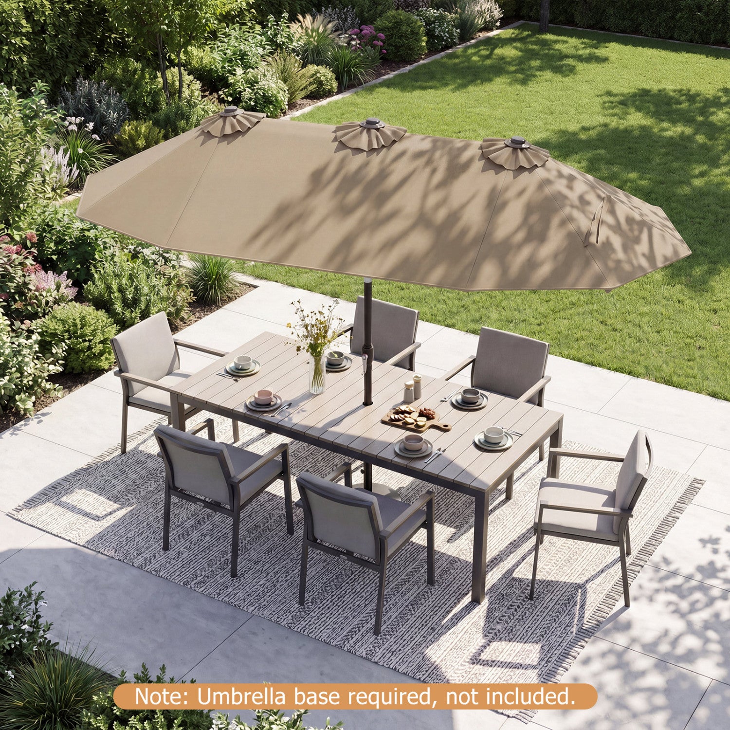 Double Sided Patio Umbrella, Push Button Tilt, Coffee Outdoor Umbrellas at Gallery Canada