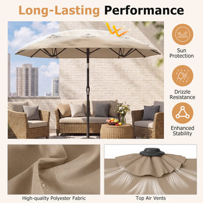Double Sided Patio Umbrella, Push Button Tilt, Coffee Outdoor Umbrellas at Gallery Canada