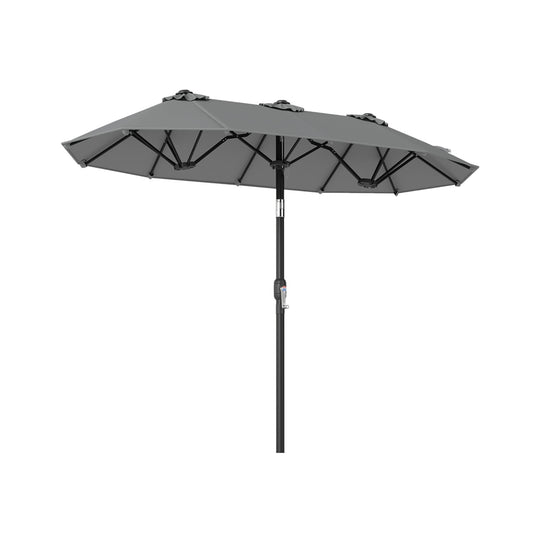 Double-Sided Patio Umbrella With Push Tilt, Gray Outdoor Umbrellas Gray at Gallery Canada