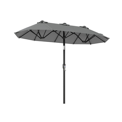 Double-Sided Patio Umbrella With Push Tilt, Gray Outdoor Umbrellas Gray at Gallery Canada