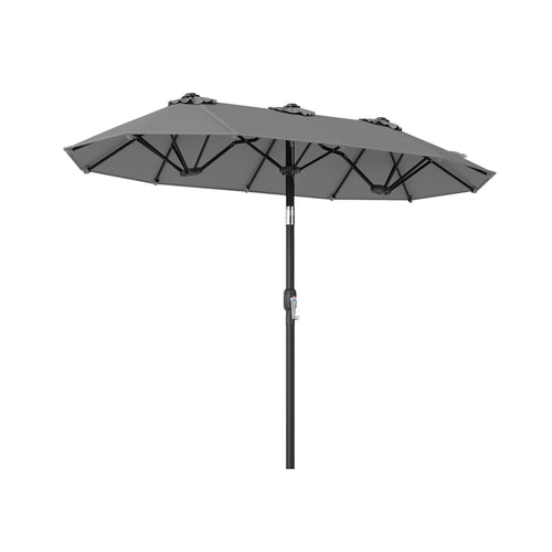 Double-Sided Patio Umbrella With Push Tilt, Gray
